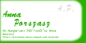 anna porszasz business card